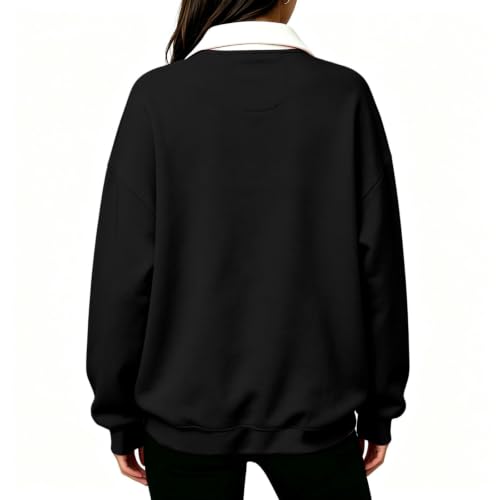 Women's Polo Shirts Button Down Casual Color Block V Neck Pullover - image 5