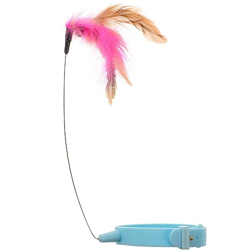 iplusmile Cat Feather Teaser Toys, Interactive Cat Feather Collar Funny Stick with Bell Replaceable Collar Kitten Teaser for Play