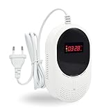 Kohlenmonoxid & Gasmelder Steckdose – CO Alarm erkennt Methan, Erdgas & Propan, mit LCD Display & 85dB Warnton, EN50291 & EN50194 Zertifiziert, zuverlässiger Gasdetektor für Zuhause (1 Stück)