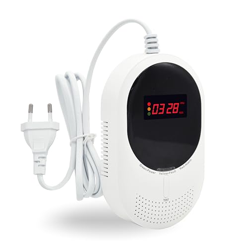 Kohlenmonoxid & Gasmelder Steckdose – CO Alarm erkennt Methan, Erdgas & Propan, mit LCD Display & 85dB Warnton, EN50291 & EN50194 Zertifiziert, zuverlässiger Gasdetektor für Zuhause (1 Stück)