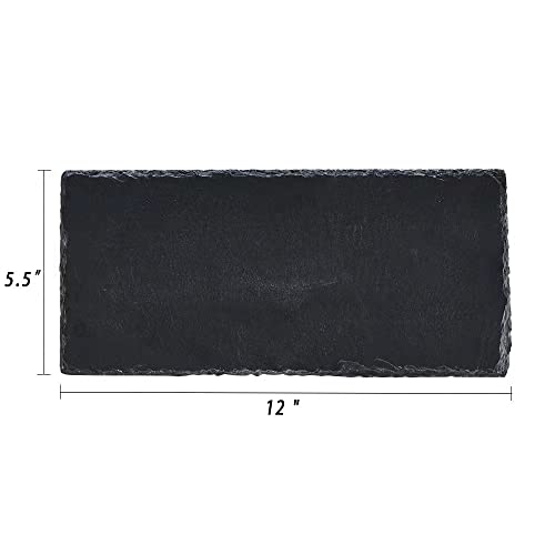 Tablero de queso de pizarra natural negro 12" x 5.5", pack de 5 unidades, para aperitivos, quesos, frutas y carnes, ideal para cocina y fiestas miniatura 2