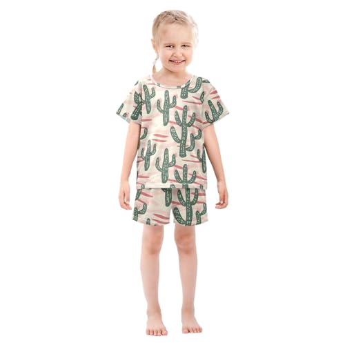 ALAZA Cactus Cartoon Pajamas Short Sleeve 2 Piece Sleepwear Top and Bottom Pajama Set Unisex3