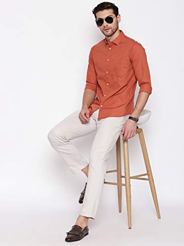 Image of Dennis Lingo Men Cotton Solid Slim Fit Casual Shirts