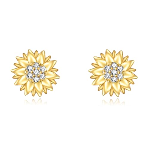 VONALA Sunflower Earrings Stud for Women 925 Sterling Silver 18K Gold Plated Flower Jewelry Birthday...