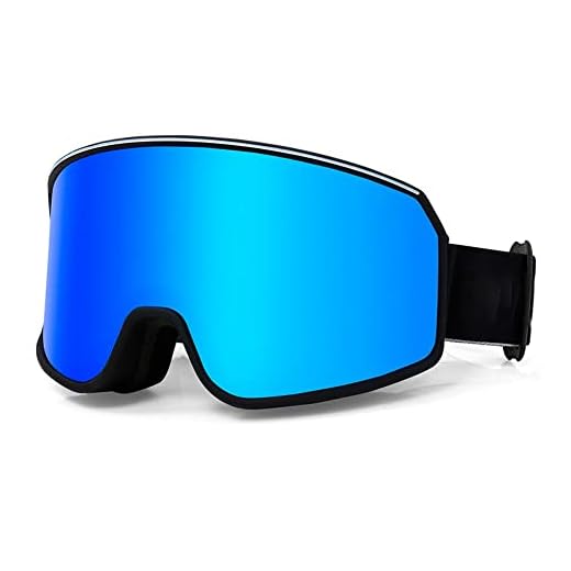 JINPXI Gafas de Esquí REVO,Máscara Gafas Esqui Anti-Fog,Anti-Vaho,Anti-UV,Gafas Snowboard Espejo,ski Goggles UV400 para Hombre Mujer Adultos 16+ (azul-negro)