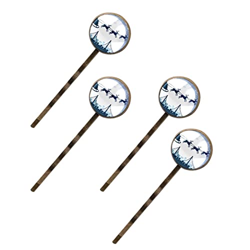 Lot de 4 épingles à cheveux Noël Père Noël et renne pour coiffure de fête
