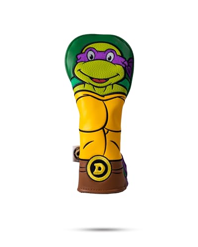 Pins & Aces TMNT Utility Head Cover - Premium, Hand-Made Leather Headcover - Teenage Mutant Ninja Turtle Head, Tour Quality Golf Club Cover - Style and Customize You Golf Bag (Donatello)