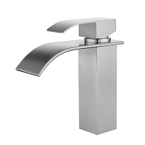 Grifo de cascada monomando de acero inoxidable para solucionar salpicaduras en lavabo 2