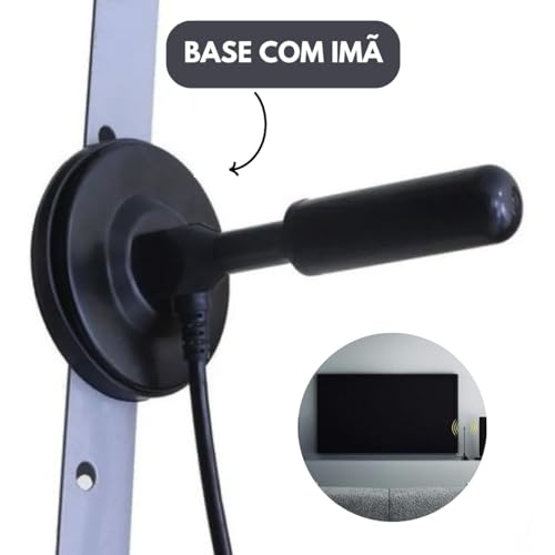 Antena TV Digital Interna Amplificada Full HD 4K Cabo Com 5 Metros HDTV Digital, Resistência Solar e