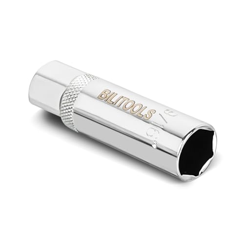 BILITOOLS 9/16-inch Spark Plug Socket 3/8-inch Drive Powerful Retains Thin Wall Spark Plug Socket 6-Point, CR-V