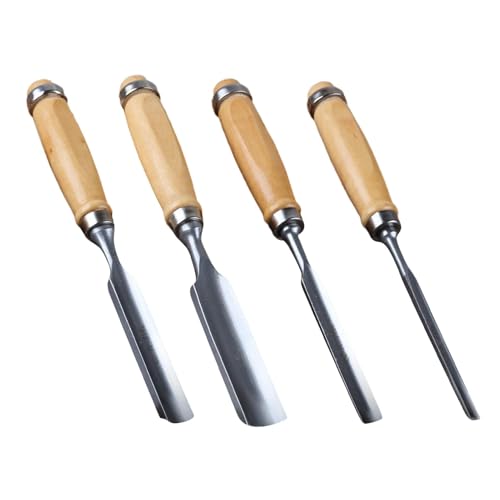 Nixiara Tijeras de tallar para madera, juego de tijeras para tallar madera | Gubia ergonómica para talla de madera | Cincel de madera profesional 4X, herramientas de mano portátiles para carpintero,
