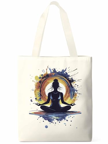 Canvas Tote Bags,Grocery Shopping Cloth Bag Woman Yoga Reusable Shoulder Bags Tote Bag for Travel Work Gym