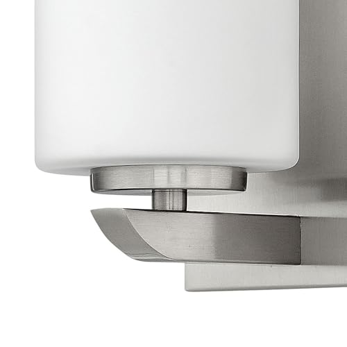 Image of Hinkley Kyra Small One Light Bathroom Vanity Fixture, Install Up /Down, Etched Opal Shade, Brushed Nickel
