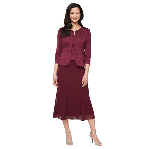 Image of Alex Evenings Women's Tea Length Jacket Dress, Perfect for Weddings, Formal Events (Petite and Regular Sizes)