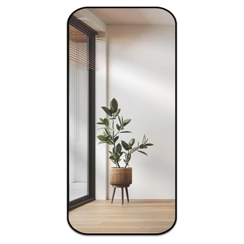 Espelho Retangular de Comprimento Integral com Cantos Arredondados (Preto)