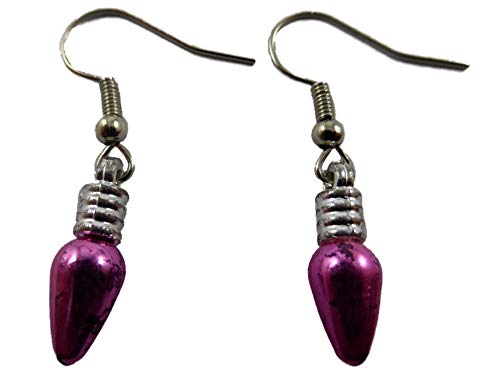 Preisvergleich Produktbild Ohrringe Hänger Ohrhänger Lämpchen Glühbirne Tannenbaum silber / lila Weihnachtsfest Heilig Abend mini 13.398
