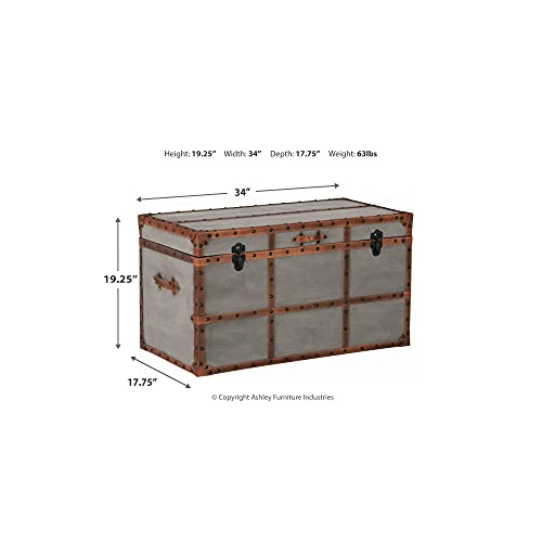 Signature Design By Ashley Amsel Industrial Storage Trunk Or Coffee Tale, Dark Gray #TOP7