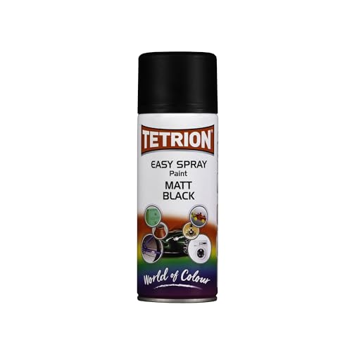 Image of Tetrion Easy Spray Paint - Matt Black 13.5 fl oz -All-Purpose Fast Drying Acrylic Spray for Wood, Metal, Plastic, Ceramic & More, Smooth Base Coat - Indoor & Outdoor Use, 13.5 Oz