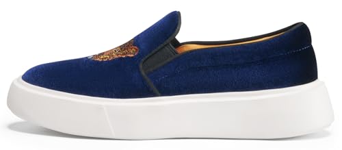 Image of Journey West Women's Fashion Velvet Sneakers with Embroidery Comfortable Slip-On Work Shoes for Women