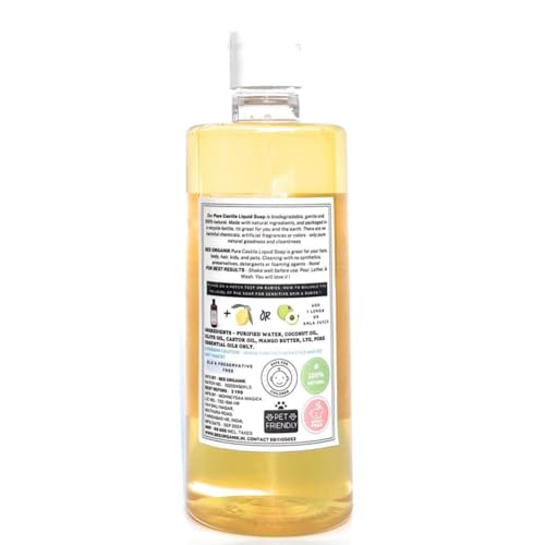 Image of Lemongrass Pure Liquid Castile Soap | All Natural, Organic and Safe | Multi-purpose - Body & Home | lemongrass 500ml