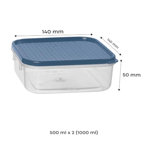 Image of All Time Polka Modular Storage Container Set of 2 | 500ml Each | BPA Free Airtight Food Grade Plastic Kitchen Storage Jars | Stackable Pantry Canisters with Secure Lid | Moonlight