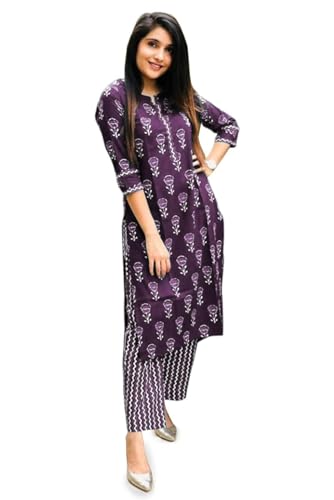 Image of Yashika Women's Printed Cotton Blend Straight Kurta Pant Set - Elegant Ethnic Wear Ensemble for Modern Women, Perfect for Any Occasion