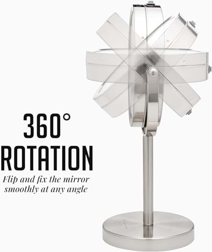 Image of OVENTE 6 inch Lighted Tabletop Round Vanity Mirror, Nickel Brushed MLT60BR1X7X