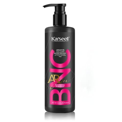 Karseell BNC Champú Profesional Nutritivo Hidratante Aceite de Argán Aloe Vera Keratina Piroctona Olamina Anticaspa Anticaída Cabello Seco Dañado Brillo Sin Sulfatos Sin Parabenos 500ml