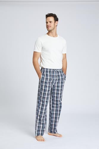 Mens Pajama Pants 100% Cotton Plaid Sleep & Lounge Pants, PJ Bottoms with Pockets and Button Fly2