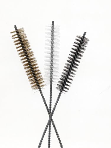 Image of 3 Piece Set of 16-Inch Tube Cleaning Brushes Copper, Stainless, Nylon for Various Surface Use (1-Inch Diameter)