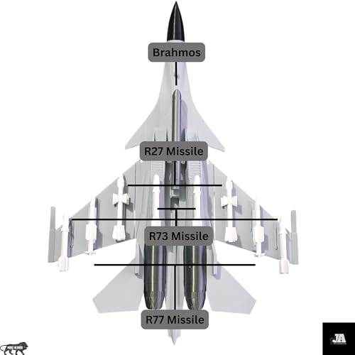 Image of Indian Airforce Sukhoi - 30 MKI Airplane Model 10 inch with Missiles - 1:84 Scale Su-30 Fighter Jet Aircraft for Collectors, Kids, Embossed Stand, Snap Fit (10 inch Jet with Missiles)