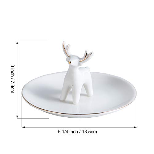 Kimdio Ring Holder Ceramic Christmas Deer Jewelry Tray Jewelry Dish Necklace And Earring Holder For Women Home Decor Gift For Christmas Birthday Wedding Etc. #TOP5