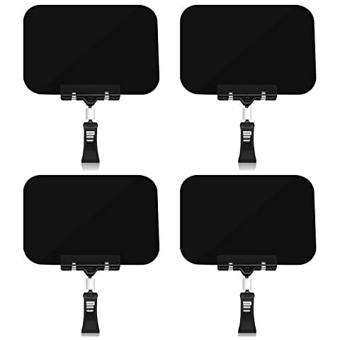 Mlici Black Plastic Chalkboard Clips, 4 Pack Pop Clips-on Style Sign Holder for Liquid Chalk Marker, Food Label Display Rotating Chalkboard Signs Table Clip for Price Tag Supermarket Shelf Merchandise Cover