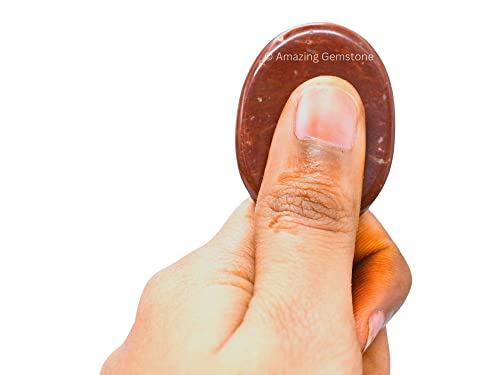 Image of Amazing Gemstone Red Jasper Worry Stone Crystals and Healing Stones - Worry Stones for Stress Relief Gifts - Piedra Crystal Fidget for Meditation - Unique Stocking Stuffers and Birthday Gifts