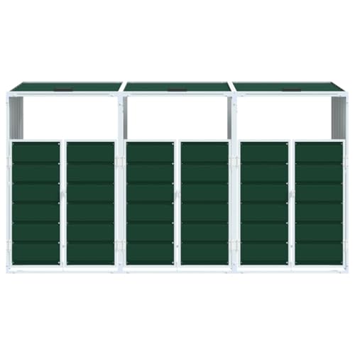 Conteneur à déchets triple en acier vert 216x81x115cm comme solution de gestion durable - 6