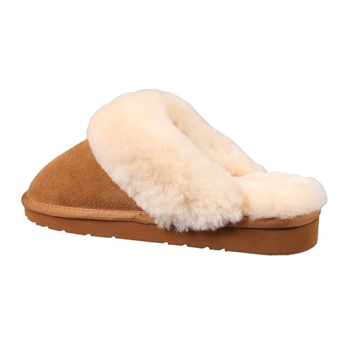 Lamo Women's Lia Scuff Slippers for Women - Premium Suede Upper, Sheepskin Cuff, Faux Fur Lining, Ortholite Foam Footbed with Australian Sheepskin, Rubberlon Outsole - Comfortable, and Stylish3
