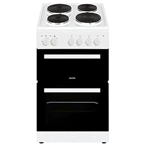 electriQ 50cm Double Cavity Electric Cooker with Sealed Plate Hob – White