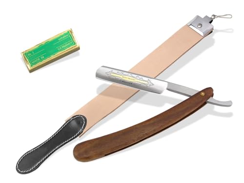 Rasiermesser Set EXTRA ROBUSTER Abziehleder Rasiermesser Goldätzung 5.8 Zoll + Paste aus Solingen