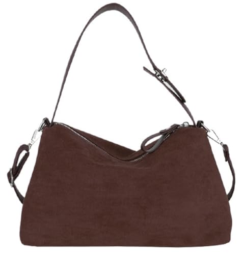 Image of Suede Shoulder Bags For Women Crossbody Bag Suede Tote Bag Satchels Slouchy Work Purses Crescent Handbag Fall Top Handle