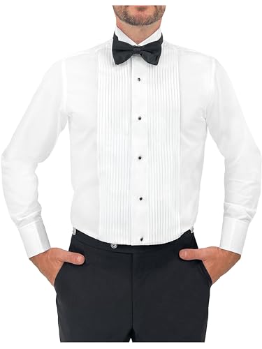 Sir Gregory Men's Regular Fit Tuxedo Shirt 100% Cotton Wing Collar French Cuff 1/4 Inch Pleat3