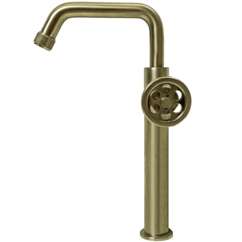 Mitigeur lavabo haut or brossé Essebagno Indus à bec surélevé anti-éclaboussures