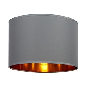 GIGGI Fabric Lamp Shades with Golden Inner Light Shade Ceiling – Modern Lampshades for Ceiling Lights, Lamp Shades for Table Lamps, Floor Lamps, Living Room, Bedroom, Home Décor (Grey, 8″)