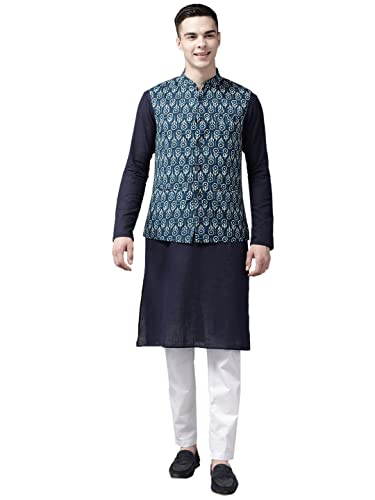 Veste en pur coton imprimé See Designs l'art de la coupe Nehru homme