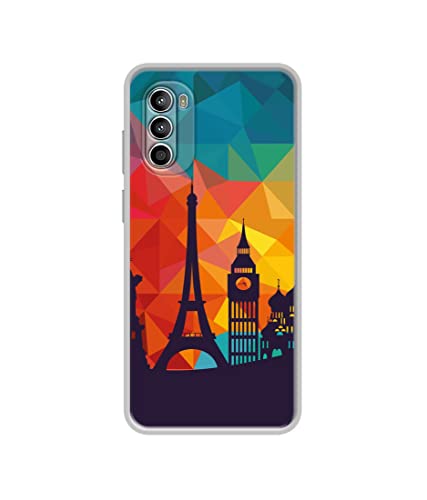 Image of Colored Paris Design Printed Silicon Soft TPU Back Case Cover for Motorola Moto G52 4G / Moto G82 5G