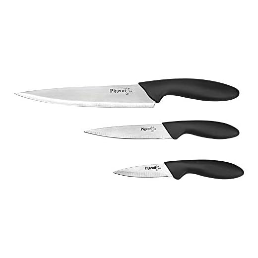 Pigeon by Stovekraft Stainless Steel Kitchen Knives Set, 3-Pieces, Multicolour