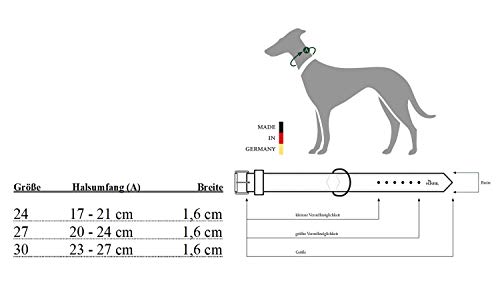 HUNTER ROCKY PETIT Hundehalsband für kleine Hunde, Leder, Nappaleder, weich, rockig, Nieten-Besatz, 30 (XS), schwarz