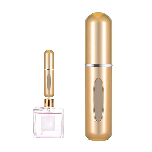 Image of Portable Mini Perfume Atomizer Bottle, 5ml /0.17oz Refillable Spray, Scent Pump Case, Travel Atomizer (Glossy Gloden)