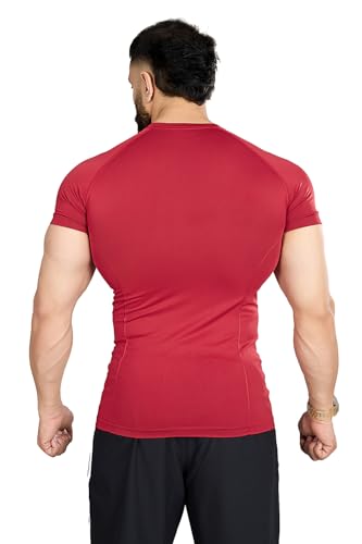 Image of FUAARK Nylon Seamless Compression Half Sleeves Dry Fit T-Shirts for High Performance in Gym & Workout