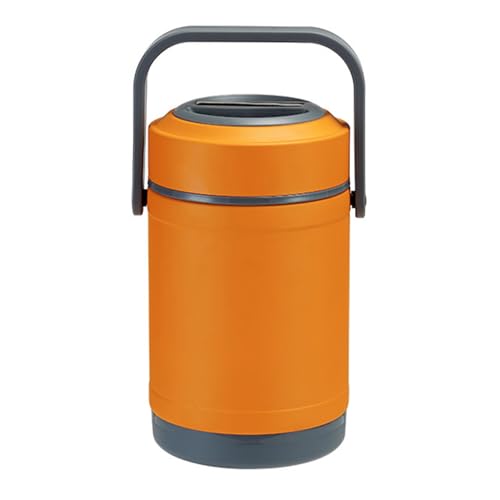 Fiambrera portátil térmica de acero inoxidable con 3 niveles, apilable y aislante, para adultos, calentador de alimentos portátil (naranja, 1.6 l/54 oz)