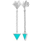 Medium Length Teardrop Drop Earrings in 925 Sterling Silver with Turquoise Enamel, Hypoallergenic and Nickel-Free - Handmade by Emmanuela